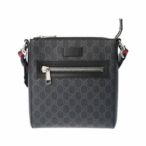 GUCCI Messenger Bag Black GG Supreme Canvas Shoulder